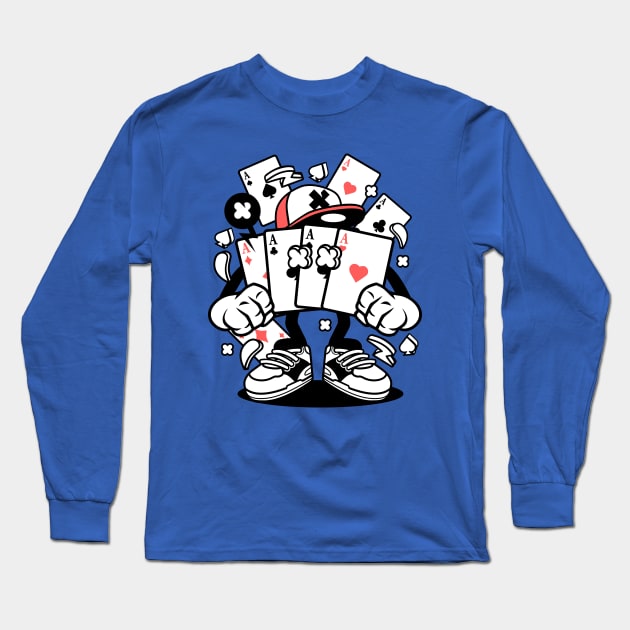 Playing card cartoon Long Sleeve T-Shirt by Mako Design 